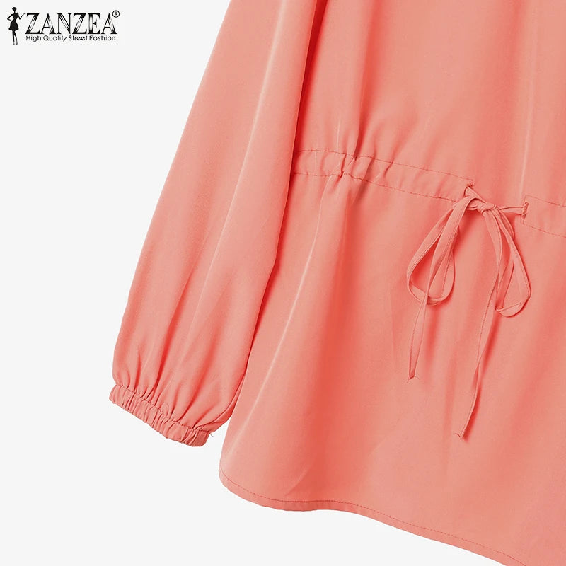 ZANZEA Women's 2-Piece Work Set — Long Sleeve Top & Pleated Maxi Skirt Outfit